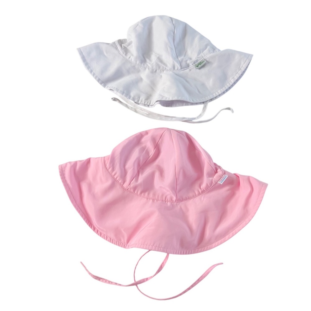 Green Sprouts RuffleButts Sun Hat Kids 2T-4T Pink White Excellent Adjustable UPF